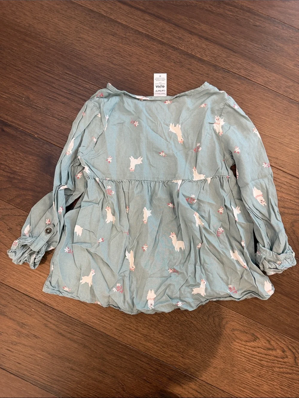 Carter's Girls' Long Sleeve Top with White Llama Print Size 4t -C11-230